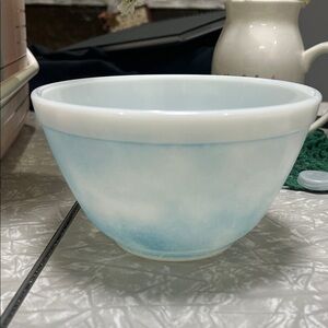 Sky Blue and White Pyrex Ceramic Bowl
